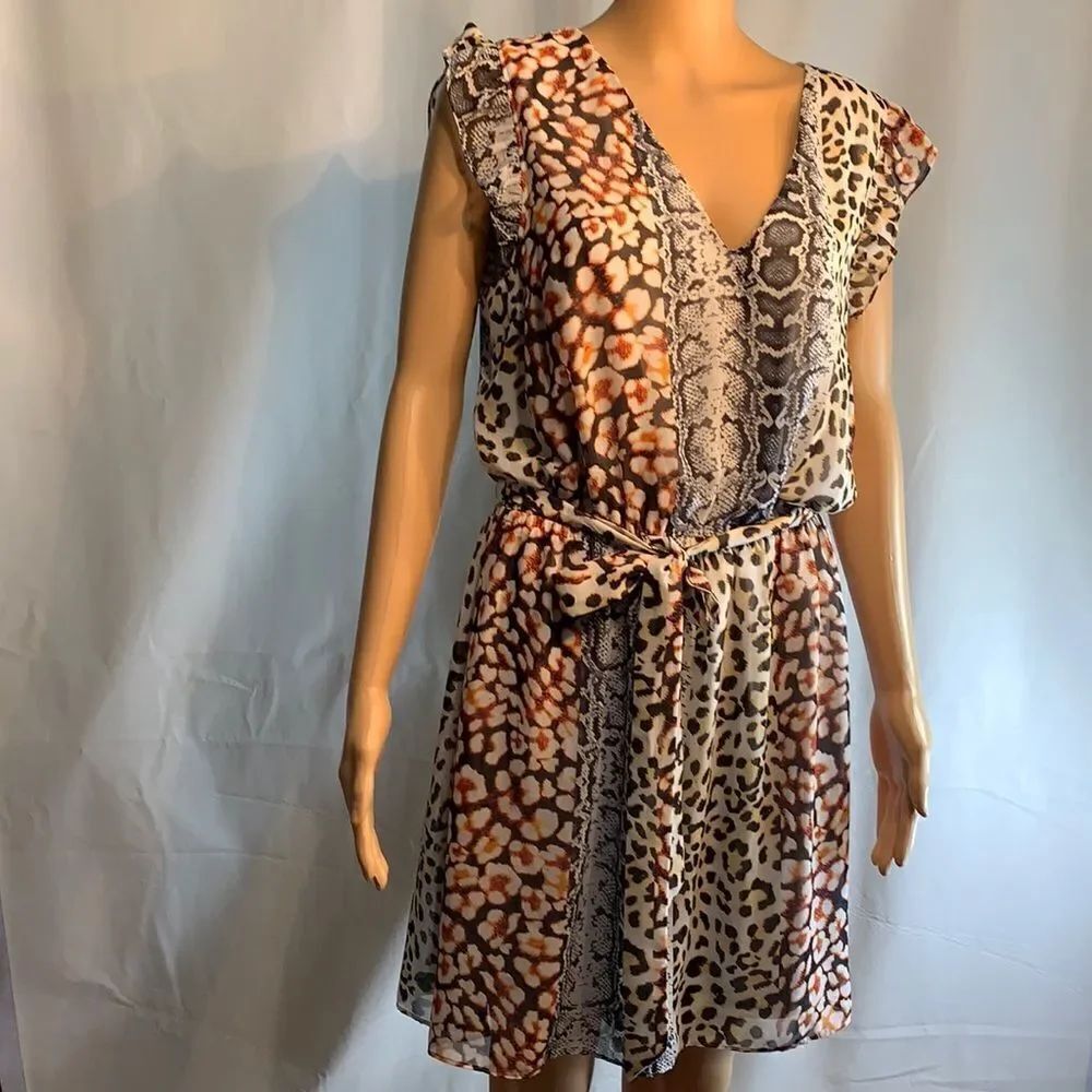 Express Leopard Print Mini Dress Large With Belt